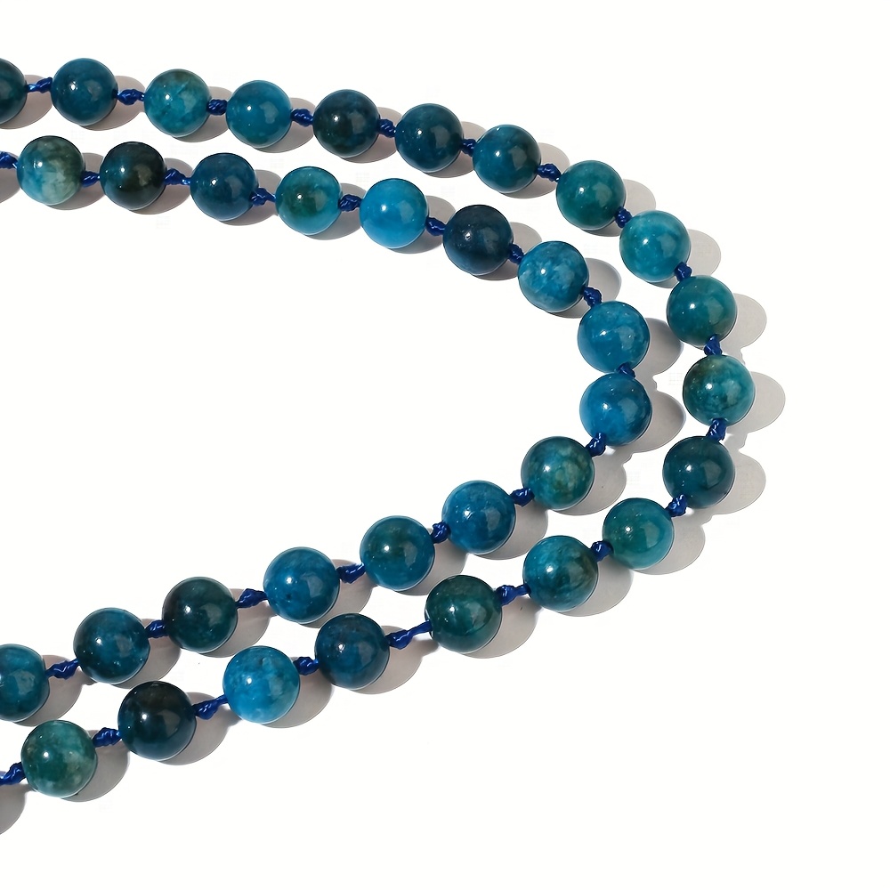 Men's Natural Phosphorite Bead Necklace Green 108 Beads Tassel Pendant